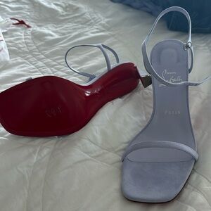 Christian Louboutin Condora Skylight Suede Ankle Strap Heel Sandals Size 40